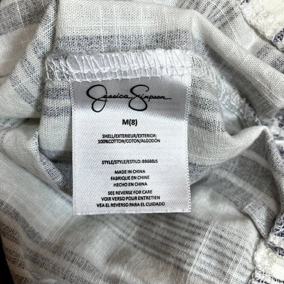Jessica Simpson Girl's NWOT Striped Cotton Button-up Shortsleeve Blouse Sz M (8) - Picture 3 of 6